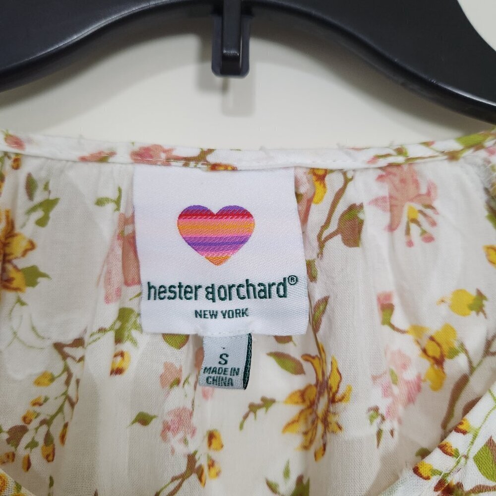 Hester & Orchard Size S Floral Multicolor Boho 3/4 Sleeve Women's Top Blouse - Picture 8 of 10